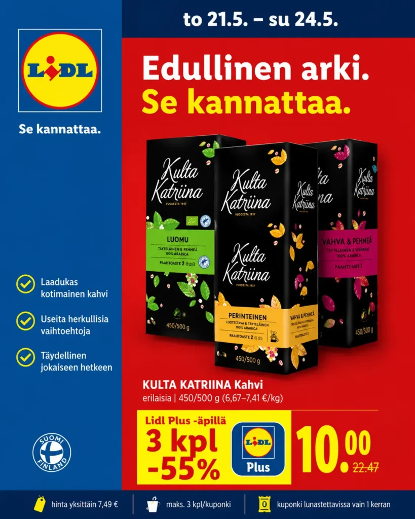 Kulta Katriina kahvi tarjous lidl
