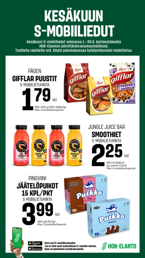 Kaupan s-market tarjoukset kesäkuun edut voimassa 30.6.2026 s-market tarjoukset kesäkuun voimassa 30.6.2026