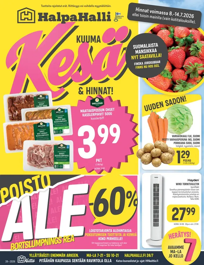 Kaupan halpahalli tarjoukset kesä voimassa 14.7.2026 halpahalli tarjoukset uusin voimassa 14.7.2026