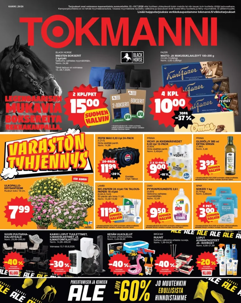 Kaupan tokmanni uusin tarjouslehti nettopäivät hinnat voimassa 19.7.2026 tokmanni uusin tarjouslehti voimassa 19.7.2026